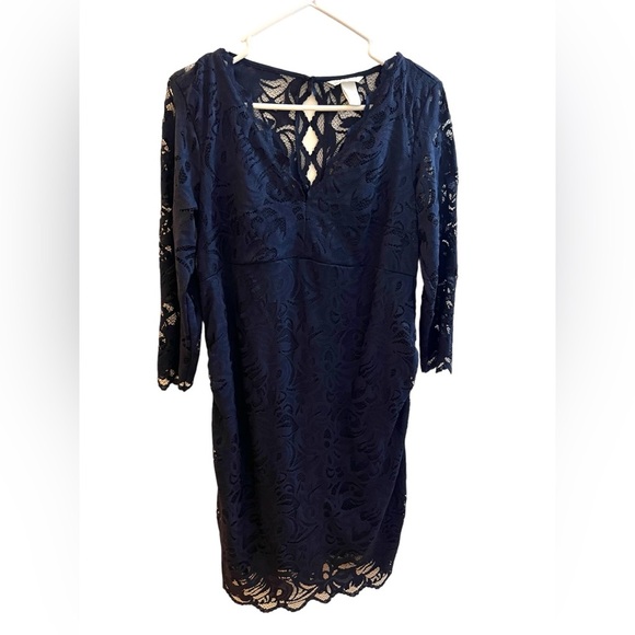 H&M Dresses & Skirts - H&M Mama/Maternity Navy Blue Lace Dress